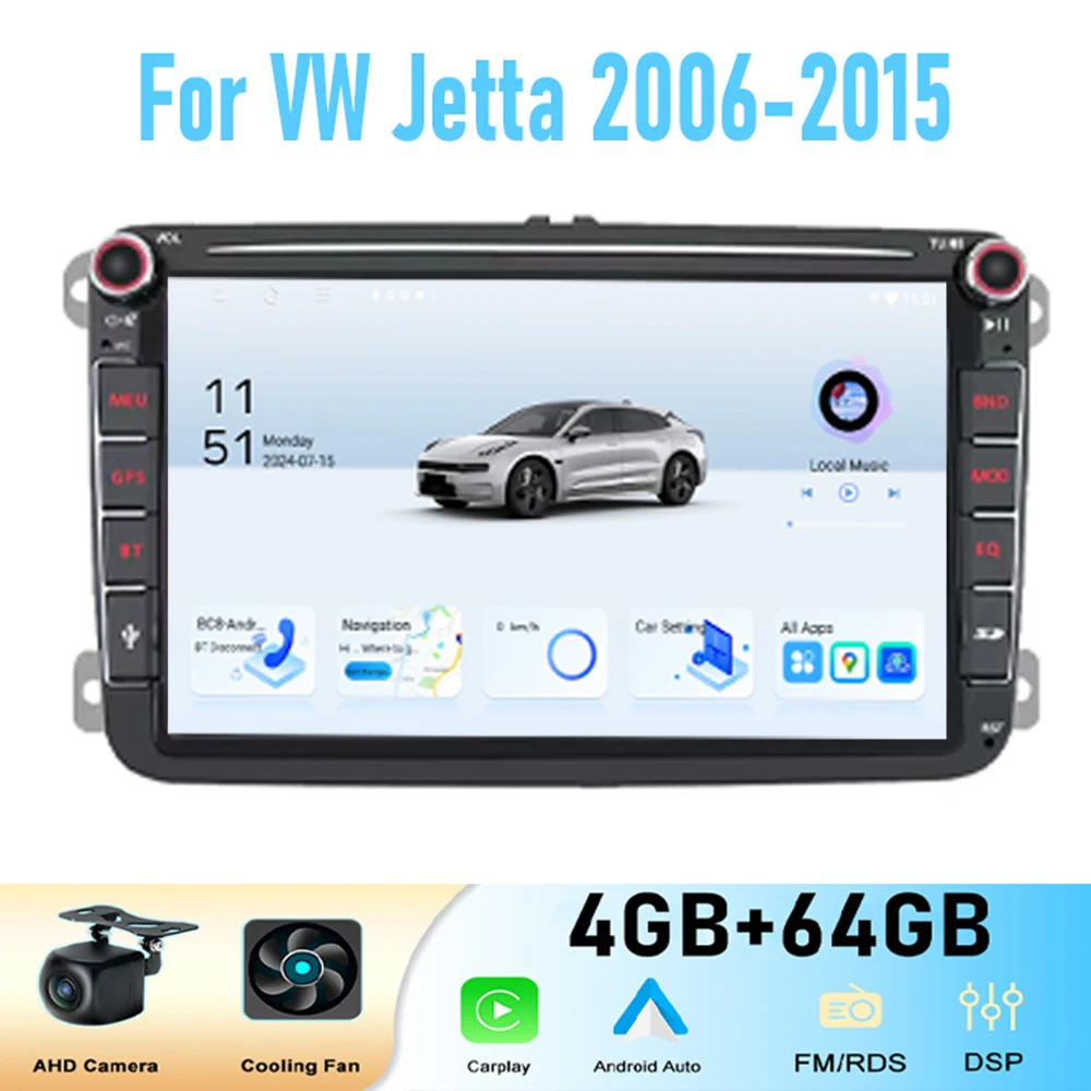 

8" For VW Jetta 2006-2015 Car Stereo Radio Carplay Android Auto Head Unit WIFI BT GPS Navi Reversing Image Multimedia Player