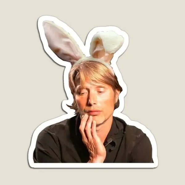 Mads Mikkelsen With Bunny Ears  Magnet Funny Decor Children Refrigerator Baby Holder Toy Magnetic Colorful Cute Kids  Home