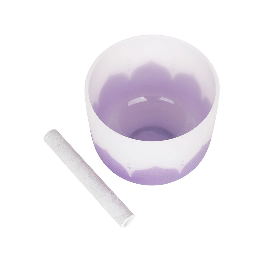 New 8 Inch White Purple Flower Matte Crystal Quartz Singing Bowl Stick Free Mallet Sound for Healing Meditation Yoga