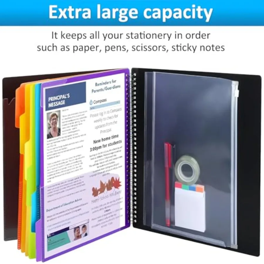 12 Pot Plastic folders with Pots 6 Colors Multi Pot Folder Binder with Dividers Office Organizer Folder Letter Size School Supp