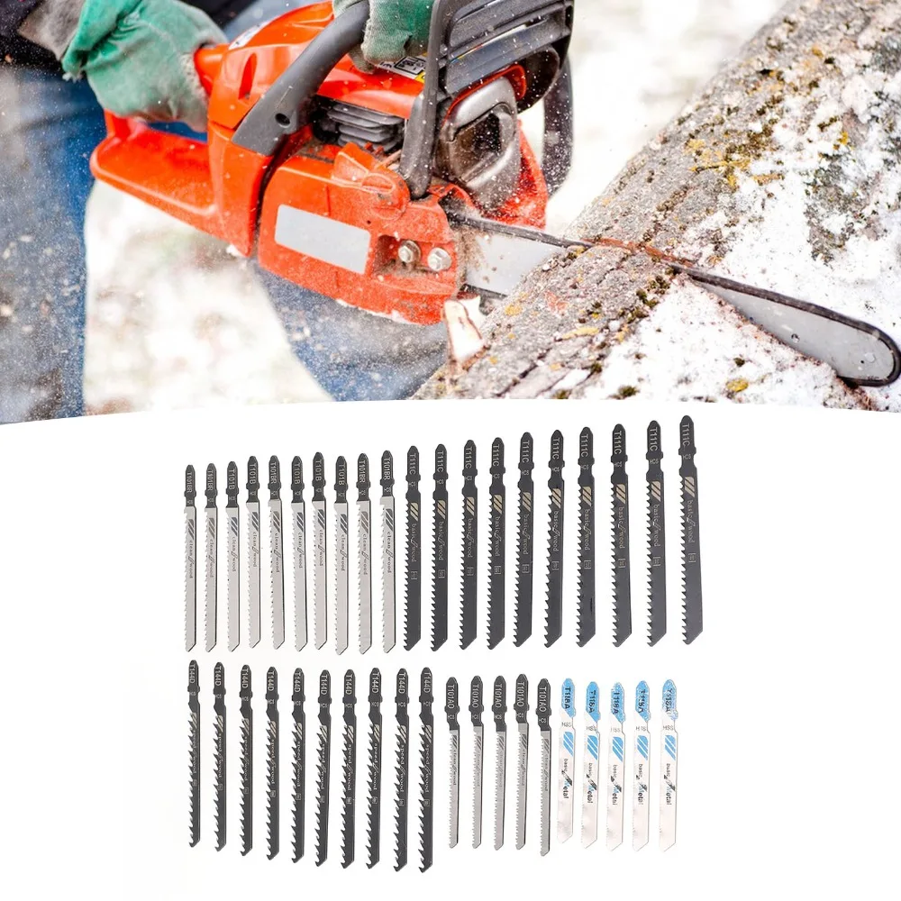 40pcs 6 Types Jigsaw Blade Set HCS HSS Storage Case Multi-Material Cutting Blade General Purpose High Speed Steel