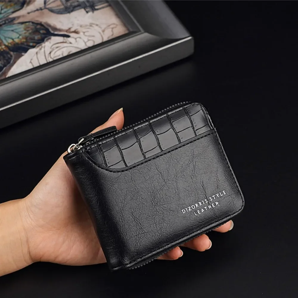 

High-Quality PU Leather Men's Vintage Wallet with RFID Technology Male Zipper Card Holders and Coin Pocket Luxury Gift