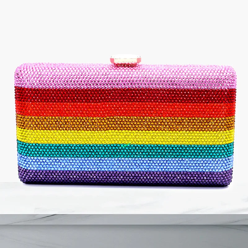 

Diamond Rainbow Hot Diamond Evening Bag Wedding Party Christmas Ladies Dinner Bag Luxury Designer Bags Bolsos De Mujer Tendencia