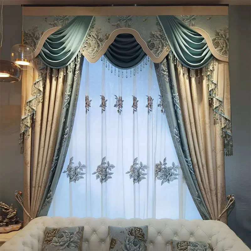 European Luxury Curtains Palace Jacquard Curtains for Living Room Bedroom Dining Room Splicing Blackout Custom Curtains Window