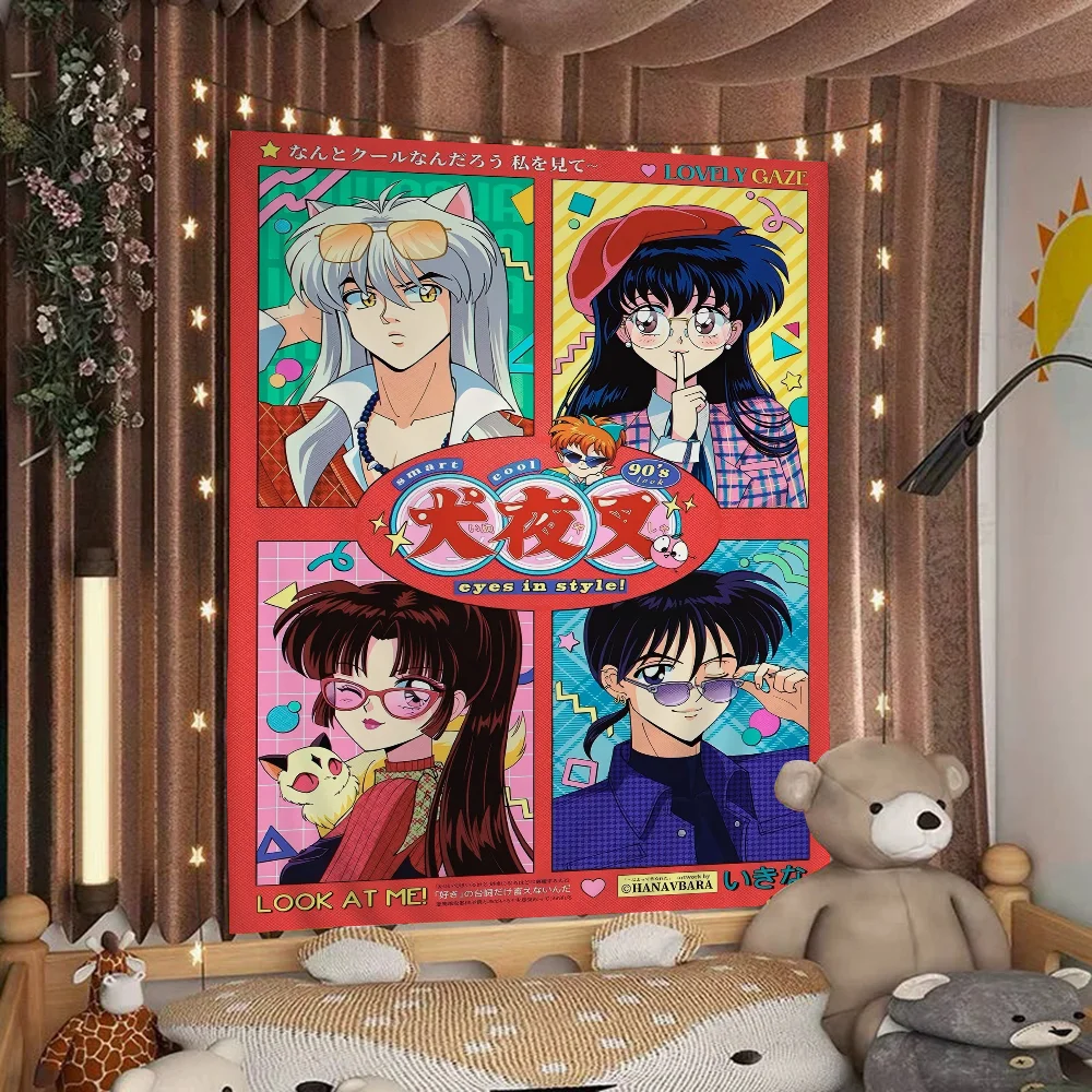 

Japan Anime Inuyasha Printed Large Wall Tapestry Indian Buddha Wall Decoration Witchcraft Bohemian Hippie Wall Art Decor