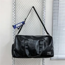 Unisex Leather Duffle Bag, Separação Seca e Molhada, Sacos De Mão De Ombro, Treinamento, Viagem Duffel, Bagagem De Fitness, Pacote De Sapatos