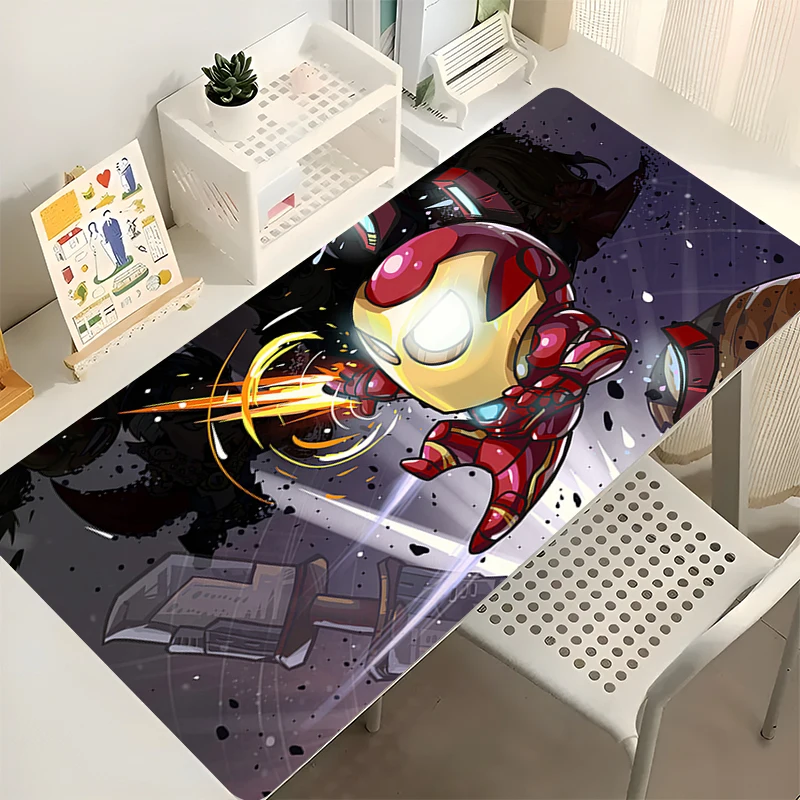 Alfombrilla de ratón con teclado Varmilo para ordenador, Iron Man, borde de Anime blanco, accesorios para juegos, mesa XXL, alfombra para jugador, alfombrilla de escritorio, alfombrilla suave para ratón