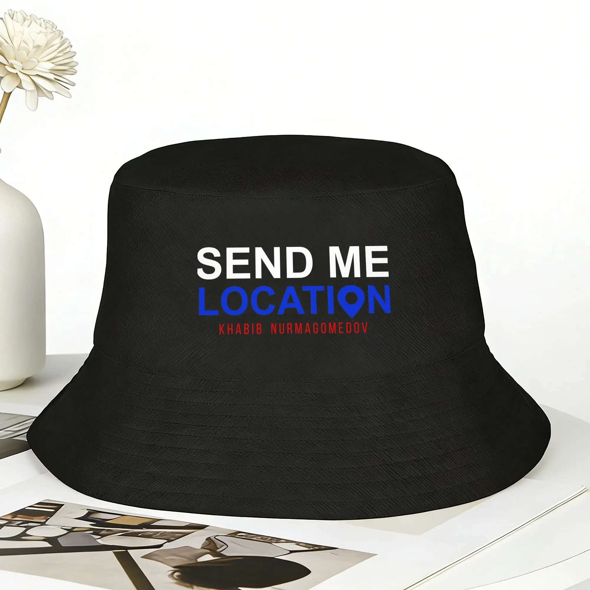 Khabib Nurmagomedov  Send Me Location Bucket Hat Fisherman Hats Summer Classic Travel Hiking Caps Outdoor Custom Sun Hat