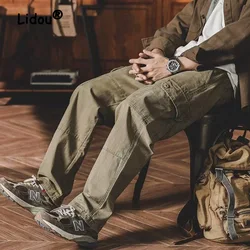 Straight Cylinder Fashion Vintage Multiple Pockets Men's Cargo Pants New High-quality Loose Youth Tide All-match Male Trousers