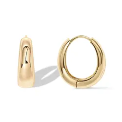 Shevalues 14K Gold Plated Sterling Silver Post Small Chunky Hoops Earrings Fashion Thick Lightweight Water Drop Shape Earrings