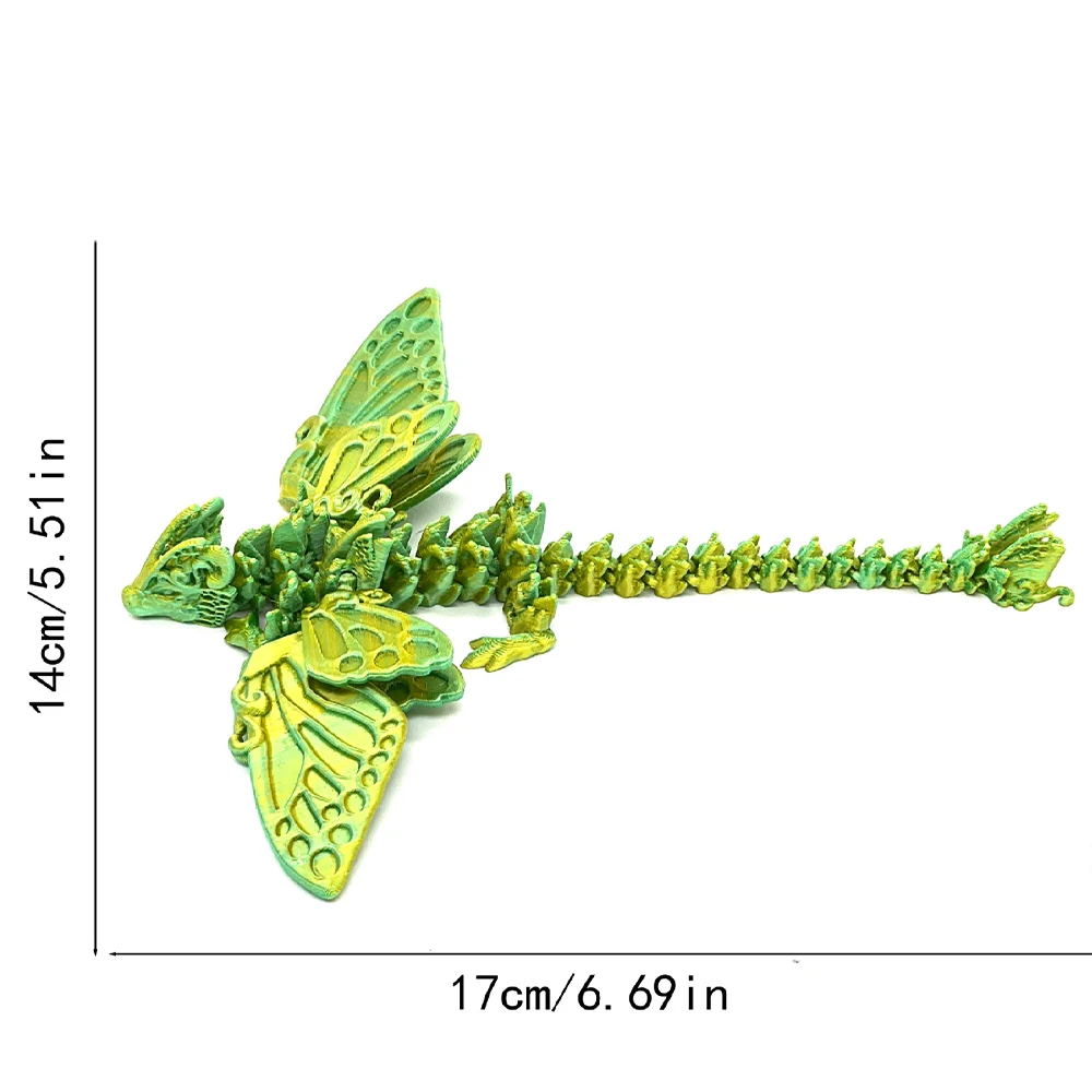3D印刷された蝶の羽のドラゴンのおもちゃ,複数の関節モデルの装飾,リアルな動物のフィギュア,机の装飾,子供へのギフト