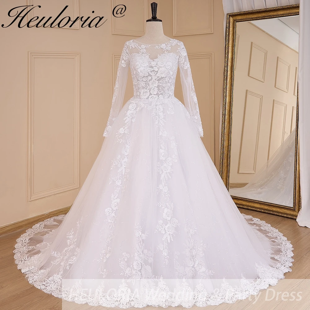 Prinses Baljurk Trouwjurk Met Lange Mouwen Bruid Jurk O Hals Plus Size Robe De Mariee Kant Kralen Wedding Bridal gown