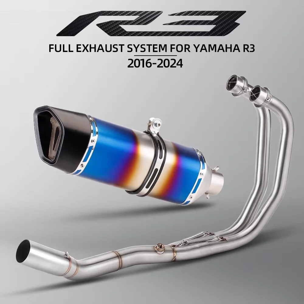 

Slip On For R25 R3 MT03 mt-03 2016-2024 Motorcycle Full Exhaust System Header Front Link Pipe Connect Carbon Fiber Muffler