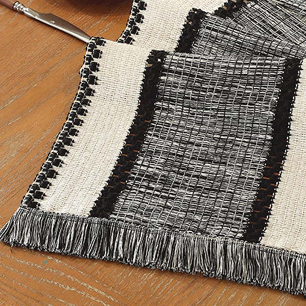 Macrame Style Bicolor Stitching Table Runner Boho Sage Green Table Runners Farmhouse Woven Home Table Cloth Wedding Decoration