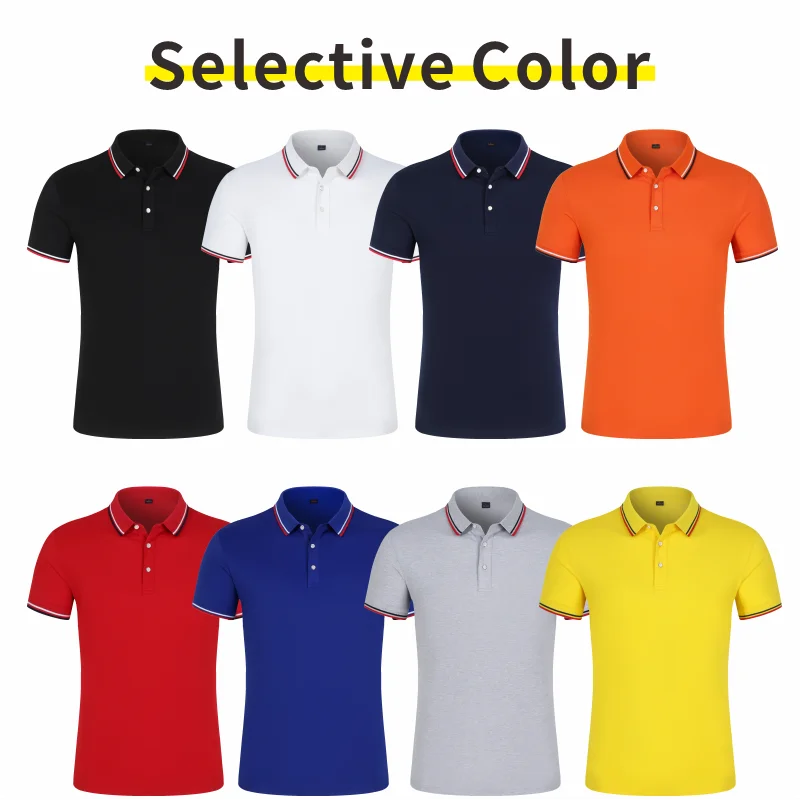 Customized logo for polo shirt with lapel collar Summer fashion top printed embroidery Men\'s work clothes embroidered logo DIY