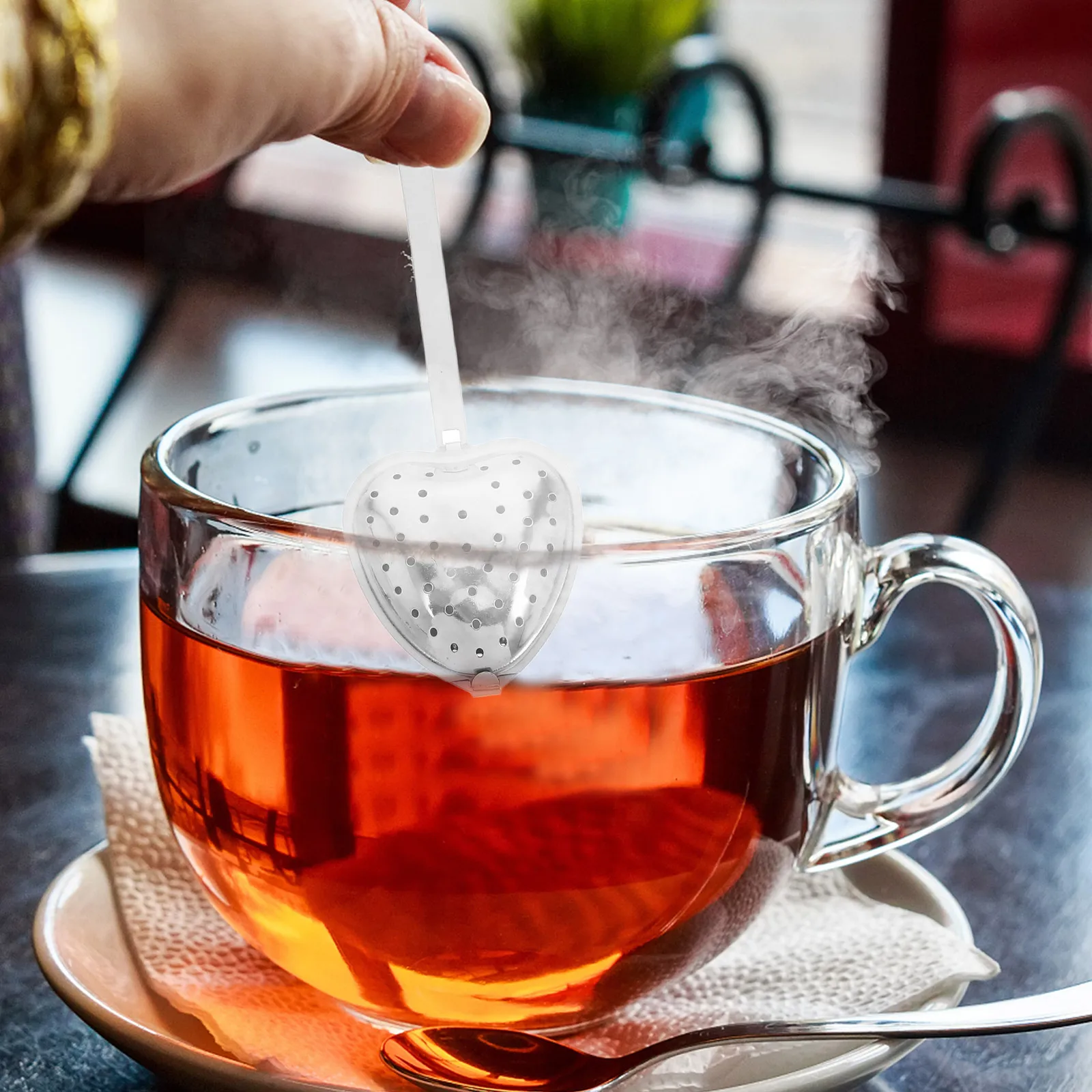 

6pcs Heart Shaped Stainless Steel Tea Infuser Fine Mesh Filter For Loose Leaf Coffee Easy Clean Household Brewer