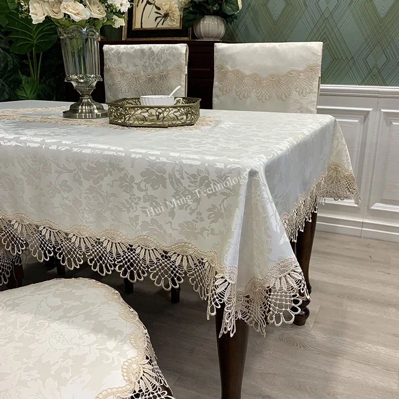 Tablecloth Rectangle Luxury Embroidery Lace Round Table Cover Flower Elegant Table JuppeTable Dining Cloth Table Flag Towels