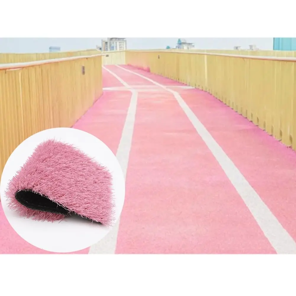 Realistic Pink Artificial Grass Mat Turf Natural ing Fake Grass Mat, Self-draining Pets Landse Lawn for Garden Lawn