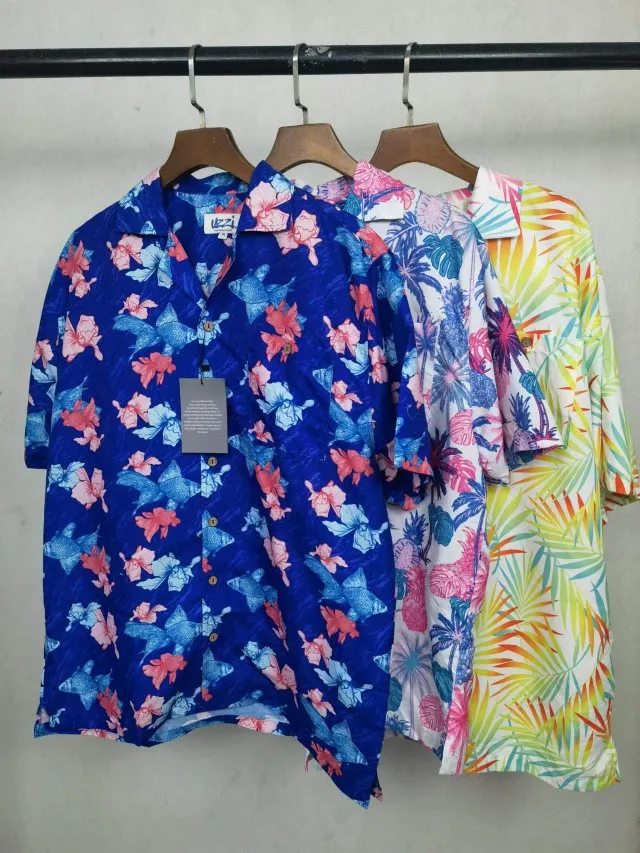 

Мужская летняя тонкая рубашка с коротким рукавом, быстросохнущая, с кубинским воротником, с принтом в гавайском стиле, больших размеров, свободного кроя, молодежная одежда