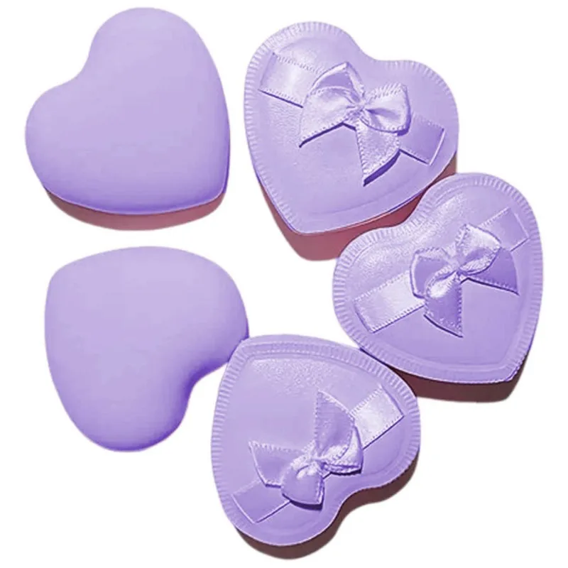 하트 모양의 리본 메이크업 스펀지 퍼프 - BB크림과 리퀴드 파운데이션을 위한 이중 사용 어플리케이터, 크리스마스와 할로윈 선물로 완벽합니다