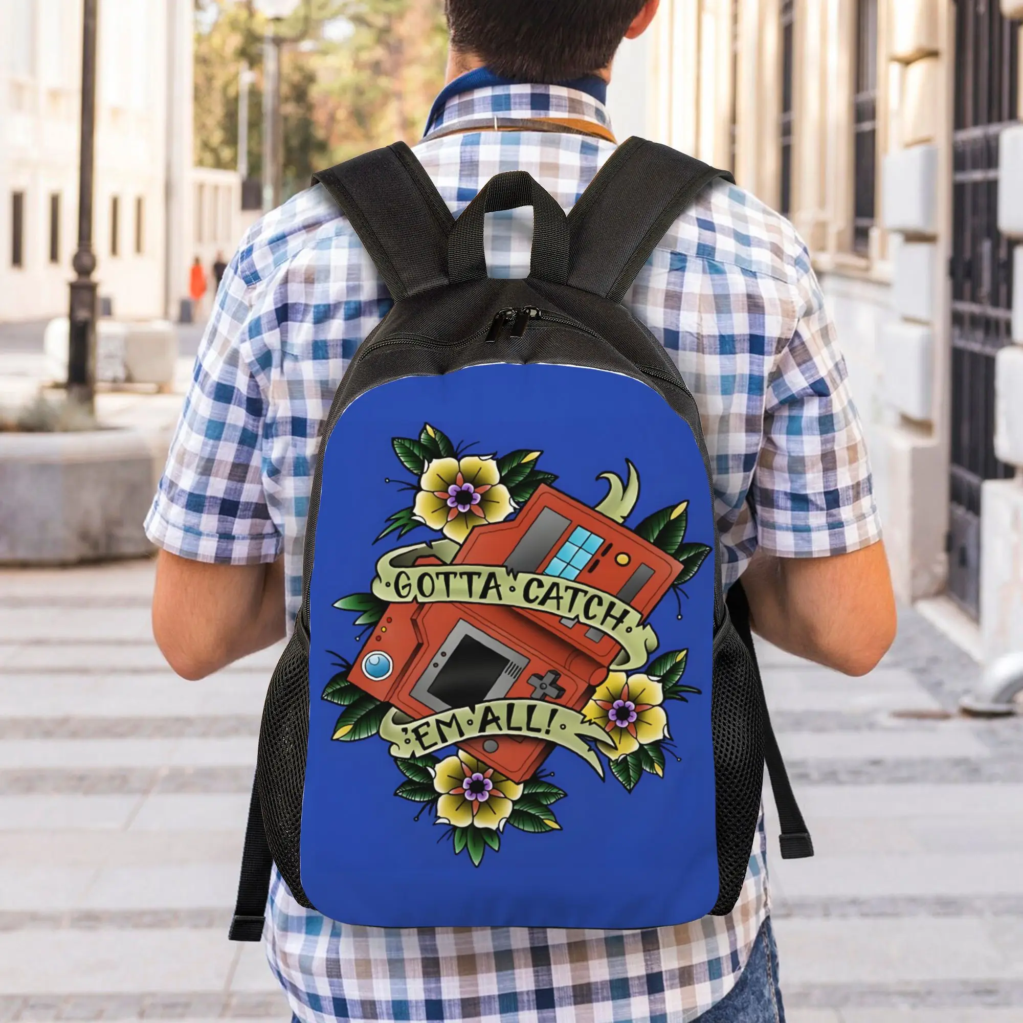 

Back to school season Casual Gotta Catch Em All Pokedex Storage Bag Pokemon Students Schoolbag Backpack
