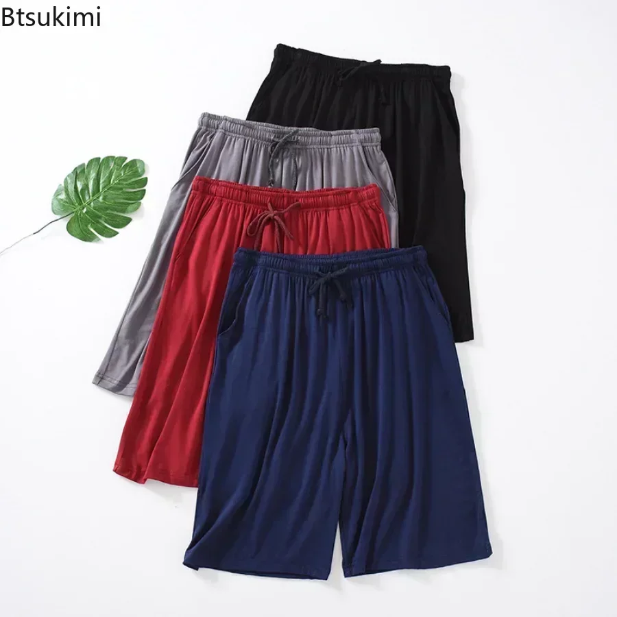 Pantalones cortos informales de talla grande 7XL 8XL para dormir para hombre, pantalones cortos de pijama informales de Modal para hombre,