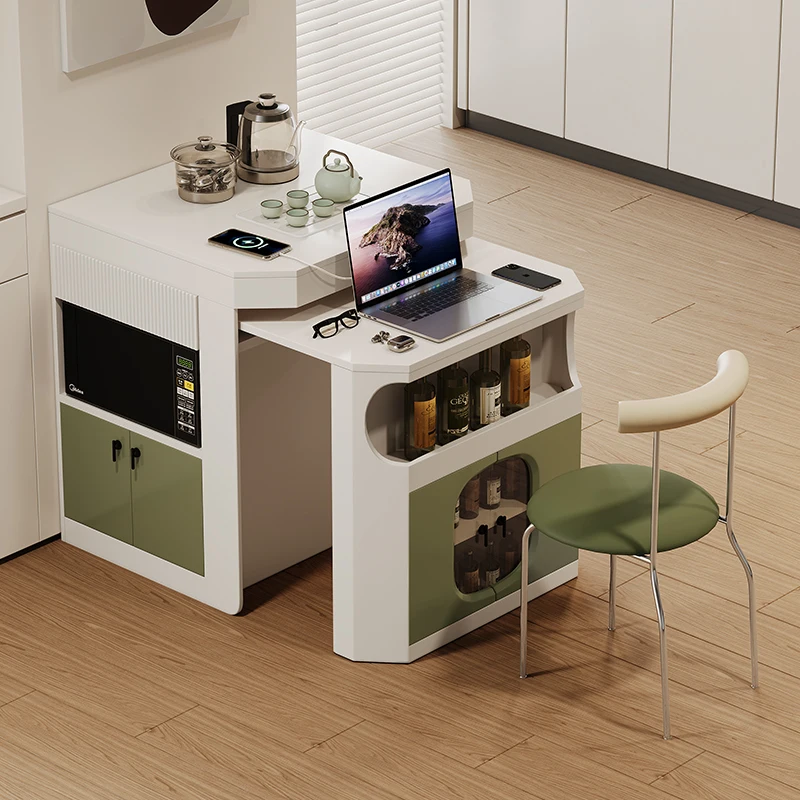 LTT foldable retractable integrated island dining table household French retro multi-functional dining table