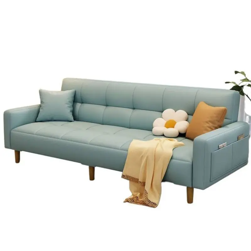 Cat scratching leather sofa, living room small apartment, multi-functional lazy foldable sofa bed