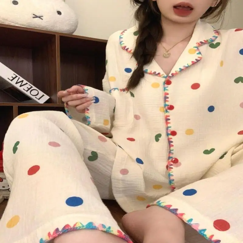 

Hot Pjs Set Women's Pajama Set Women's Warm Winter Pajamas Fashionable Home Clothes, Pajamas Cute and Soft Pajama Set Polka Dot