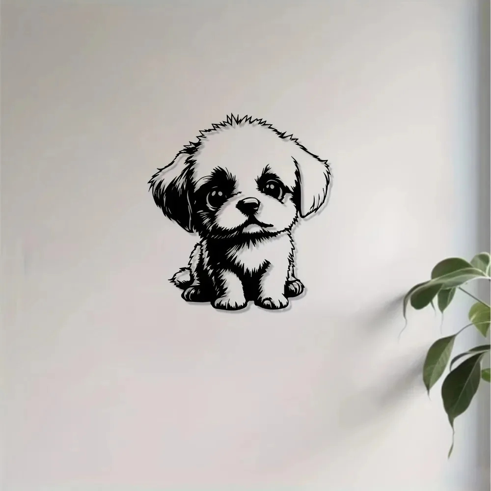 Aluminum Alloy Puppy Wall Art Metal Dog Sculpture Weatherproof Home Garden Decor New Year Easter Gift