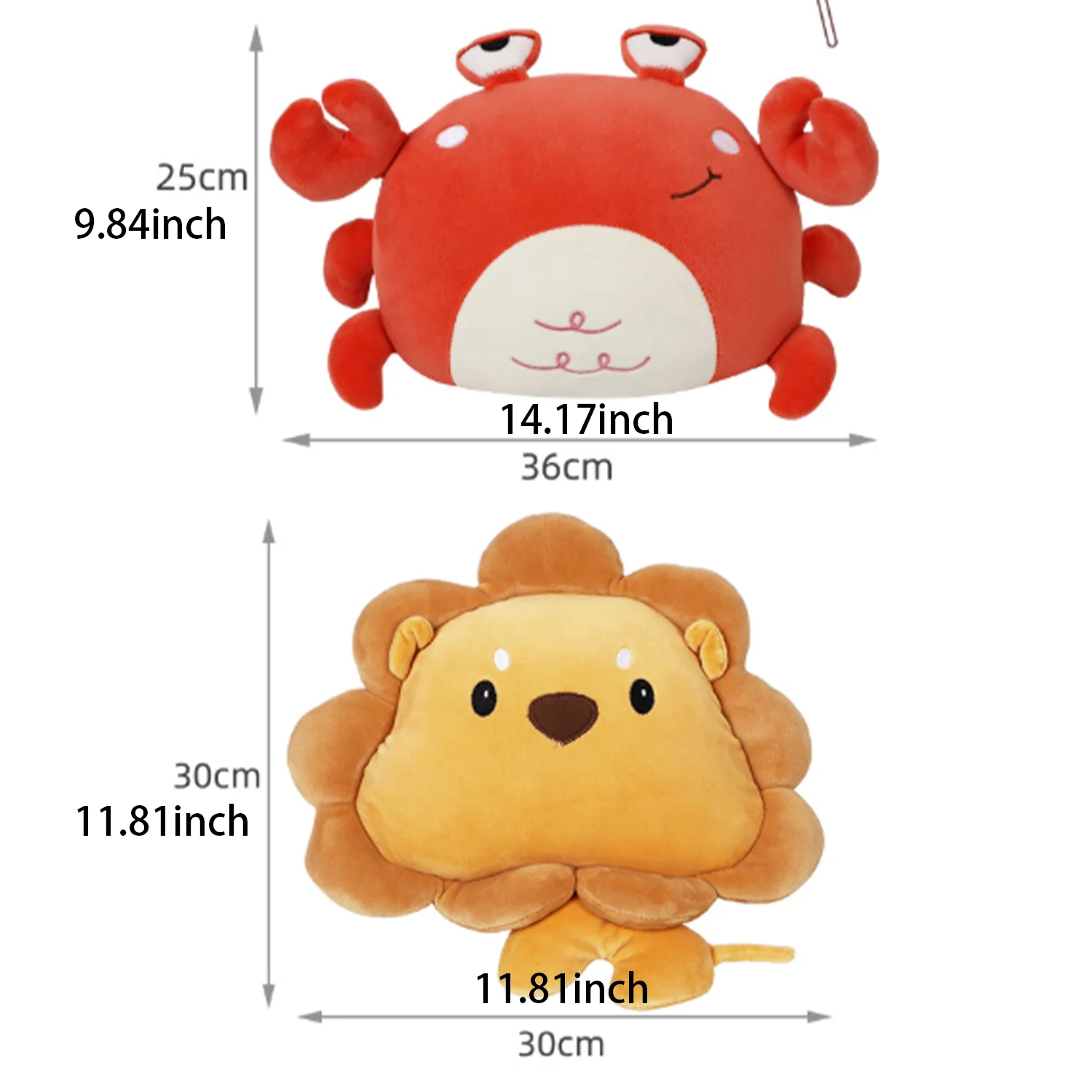 1pc Car Headrest Cartoon Plush Cute Animal Crab Lion Neck Protector Creative Throw Pillow Car Accessories Interior All-season ﻿