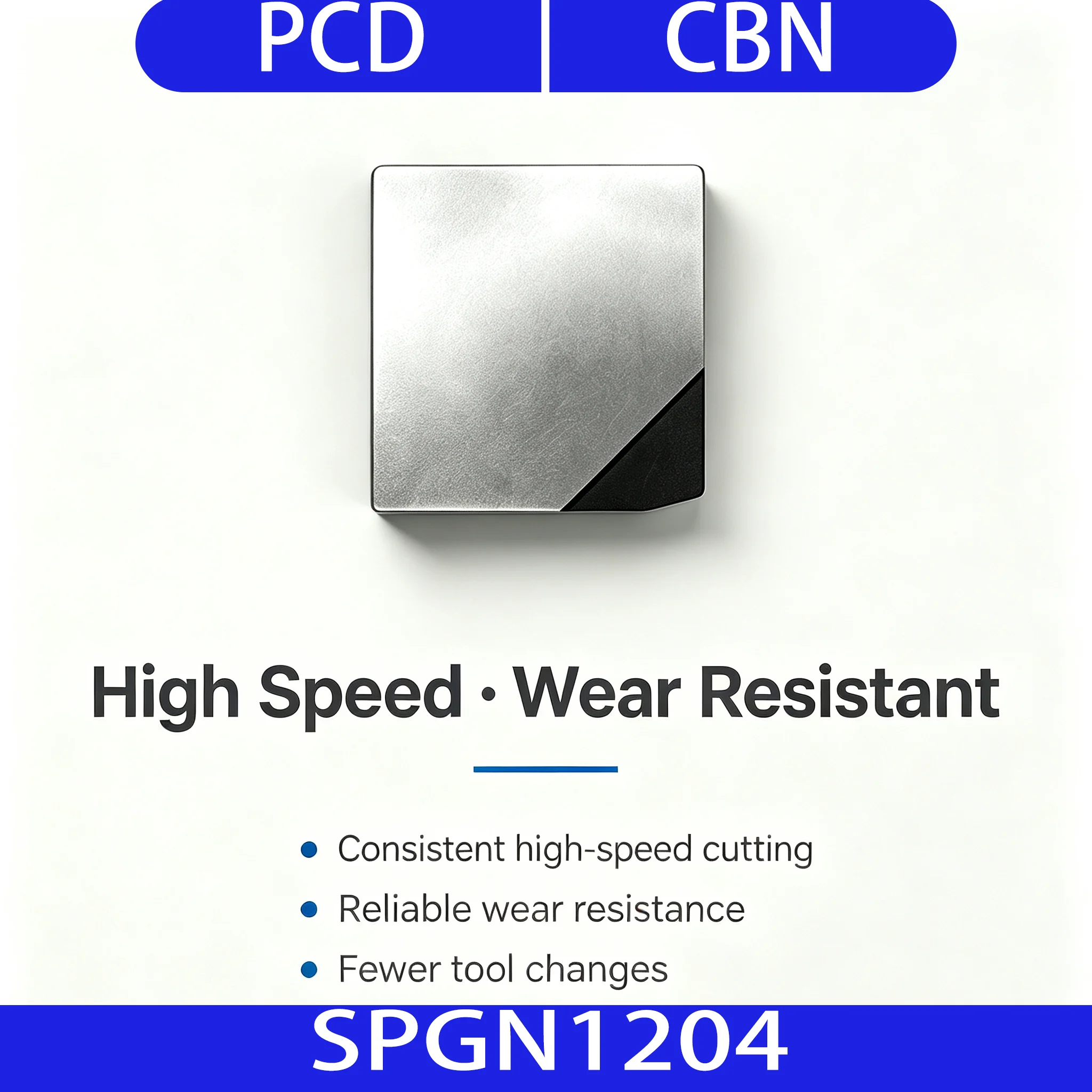 SPGN1204Single Sided Indexable PCD Milling Insert Polycrystalline Diamond CNC for Aluminum Copper Nonferrous Precision Machining
