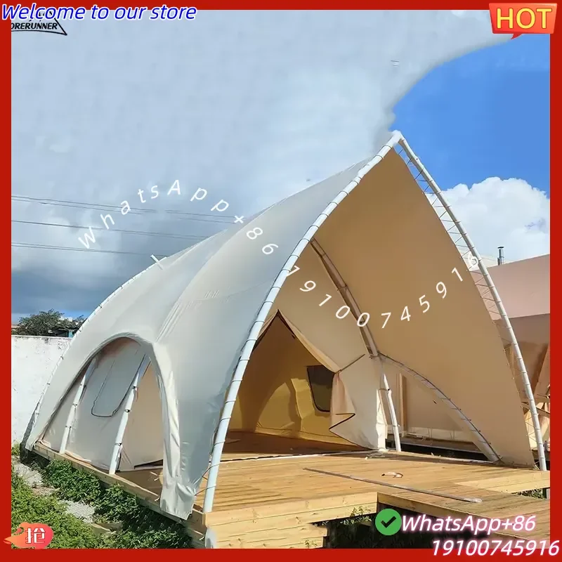 2026 Customizable Hard Shell Waterproof Roof Tent PVC Canvas Aluminum Pole Factory Direct Hotels Outdoor Camping Beach Use