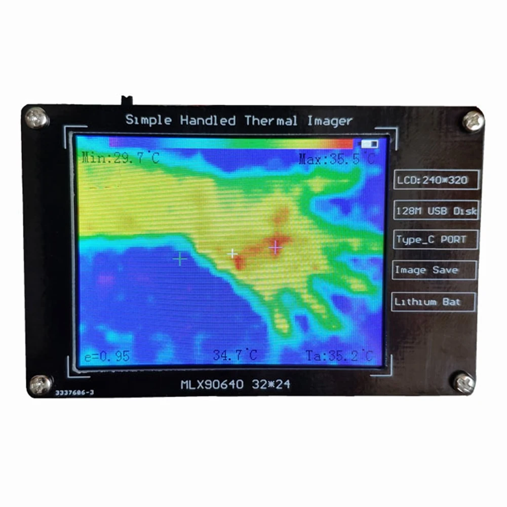 MLX90640 2.8 Inch LCD Digital Infrared Thermal Imaging 320X240 800MAh Temperature Detection DIY Thermal Imaging Camera