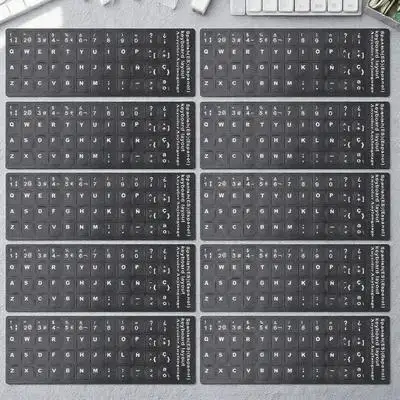 

10 Sheets Black Keyboard Alphabet Stickers Adhesive PVC English Replacement Letter