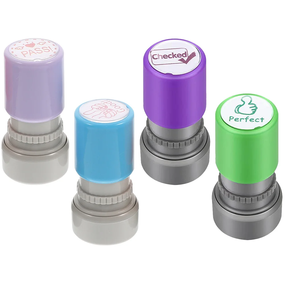 4 Pcs Multifunction Comfortable Encourage Cartoon Chapter Child Kids Stamps Elementary School Plastic Convenient Reward