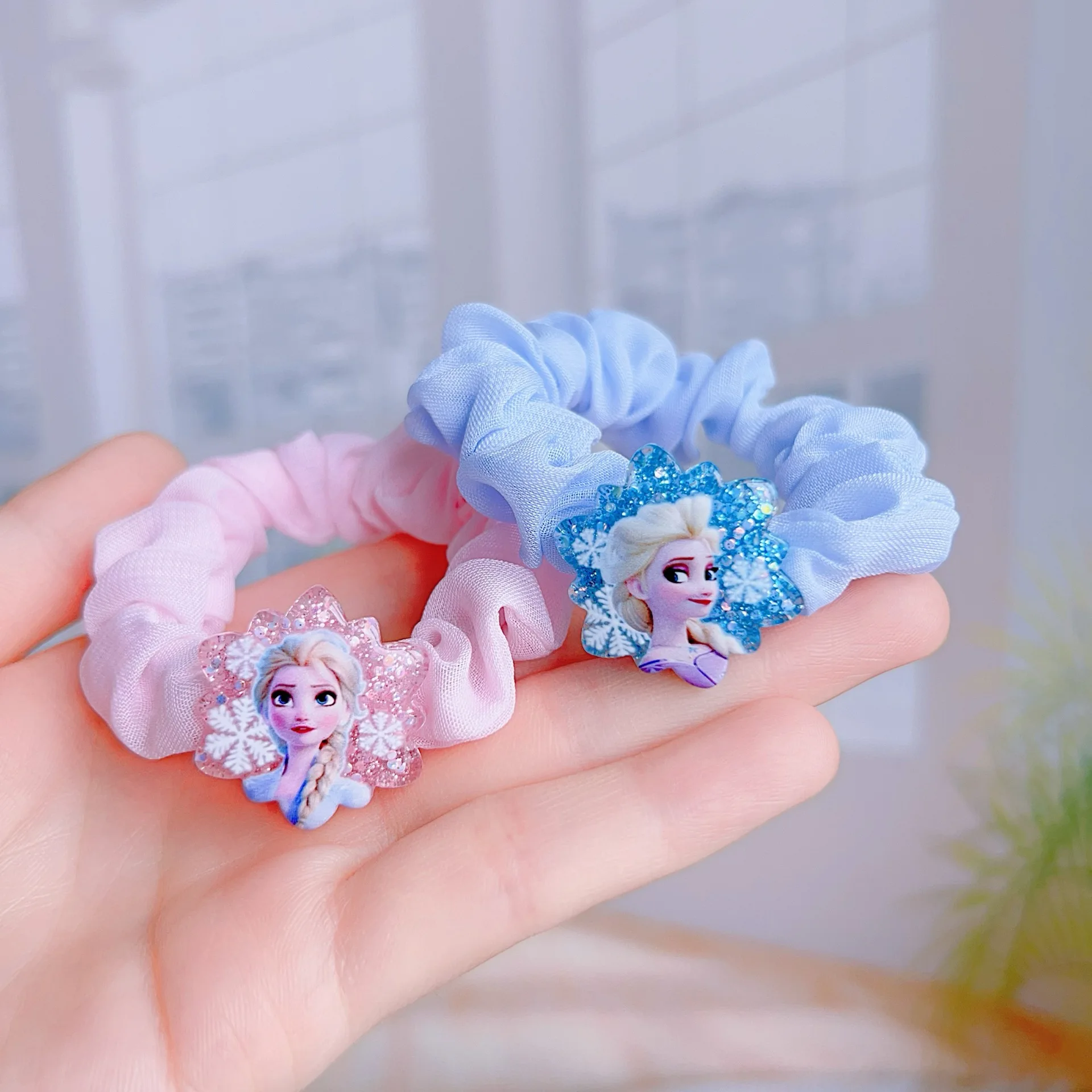 5pcs Disney Anime Frozen Elsa Hair Bands Kawaii Elsa Hairpin Cartoon Rubber Band Hair Accessoires Girl Toy Birthday Gifts view 4