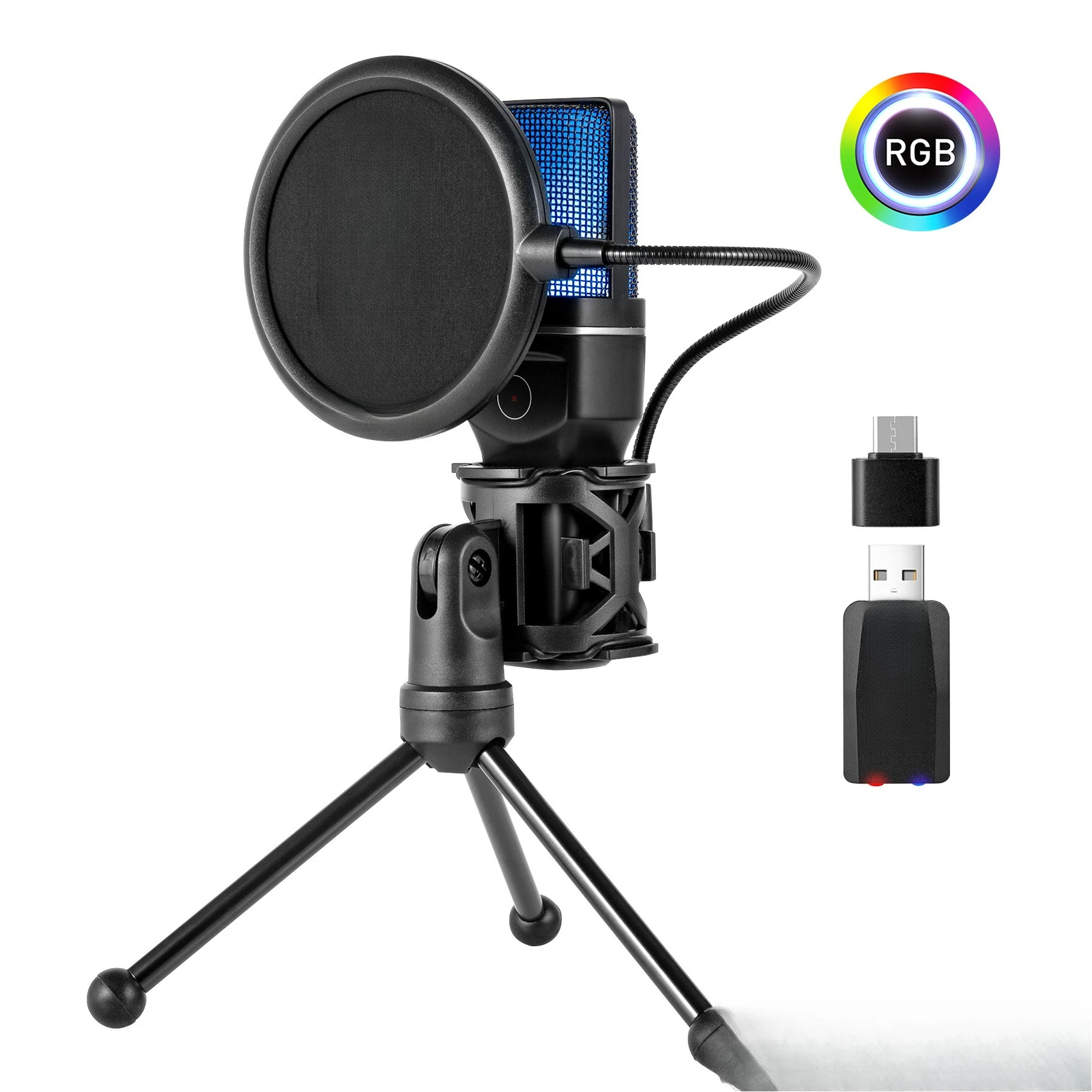 

Wireless microphone ANC intelligent noise reduction RGB game microphone USB live recording microphone