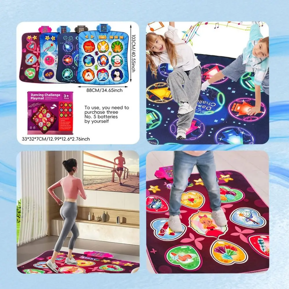 Large 9 Music Keys Electronic Dance Mat Light-up 3 Game Modes Dancing Blanket Multifunctional Keyboard Dance Mat Outdoor