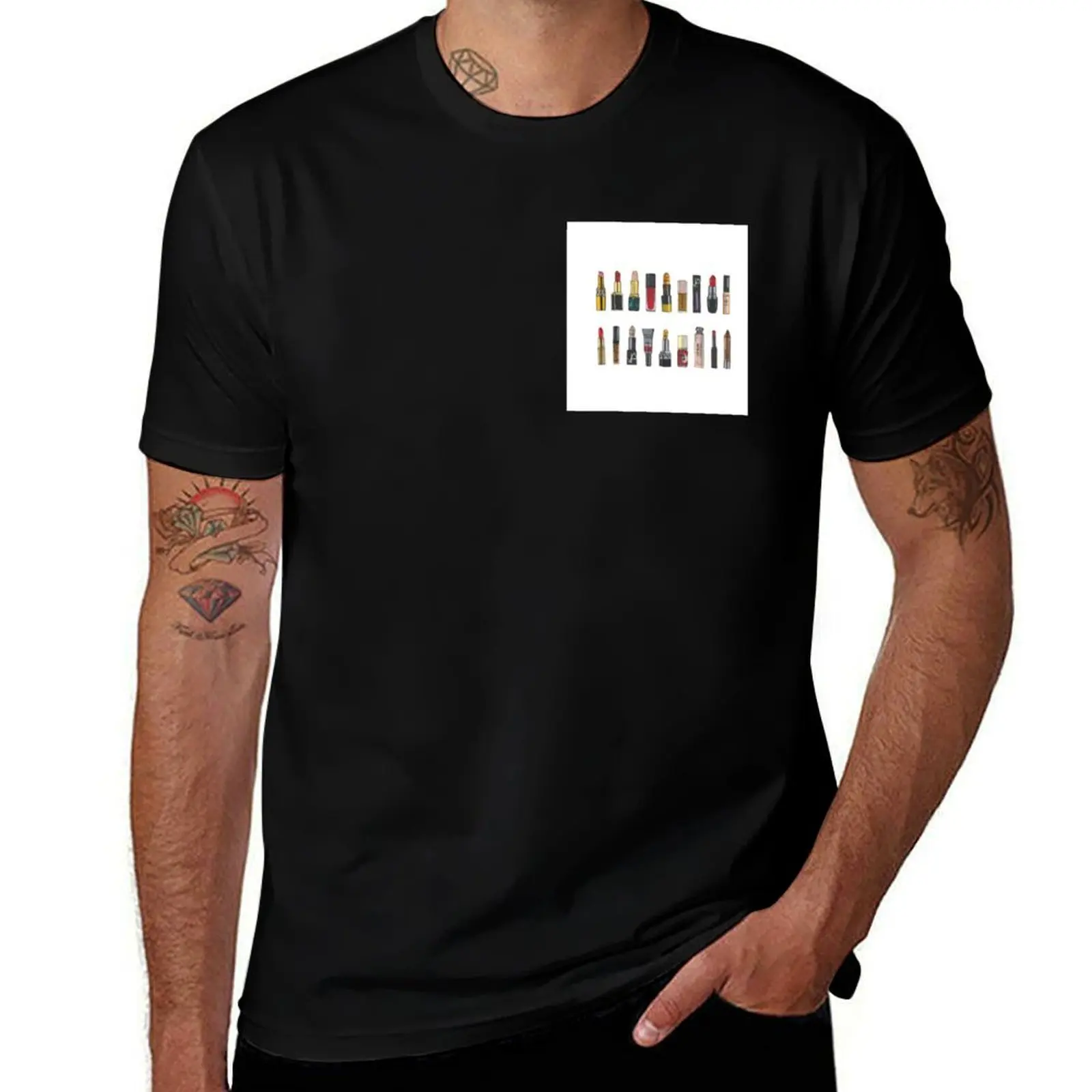 

Tiny Makeup Lipsticks Lipbalm Lipgloss Lippies T-Shirt heavyweights topping oversizeds men clothing