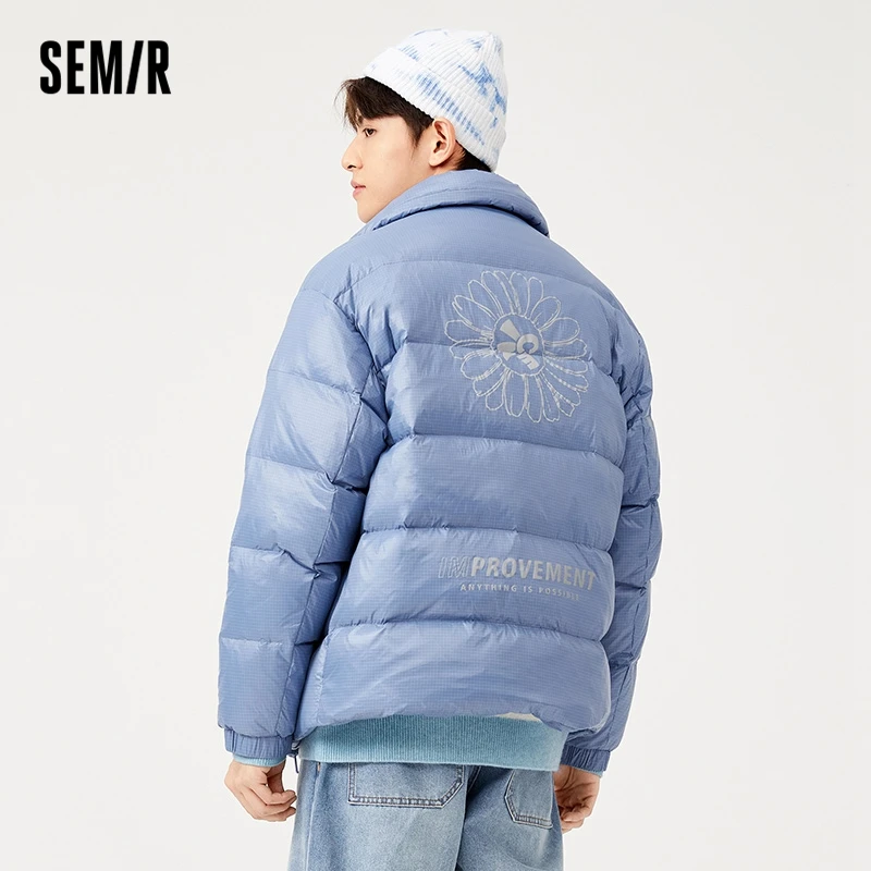 Semir Down Jacket Men Personality Winter New Fashion Reflective Printing Trendy Warm Plaid Jacket