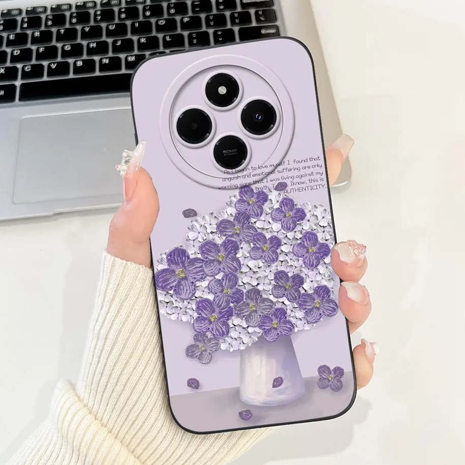 For Xiaomi Redmi 14C Case Redmi 14R Cover Popular Flower Soft Silicone Matte Fundas For Xiaomi Redmi A4 Redmi14C Poco C75 Bumper