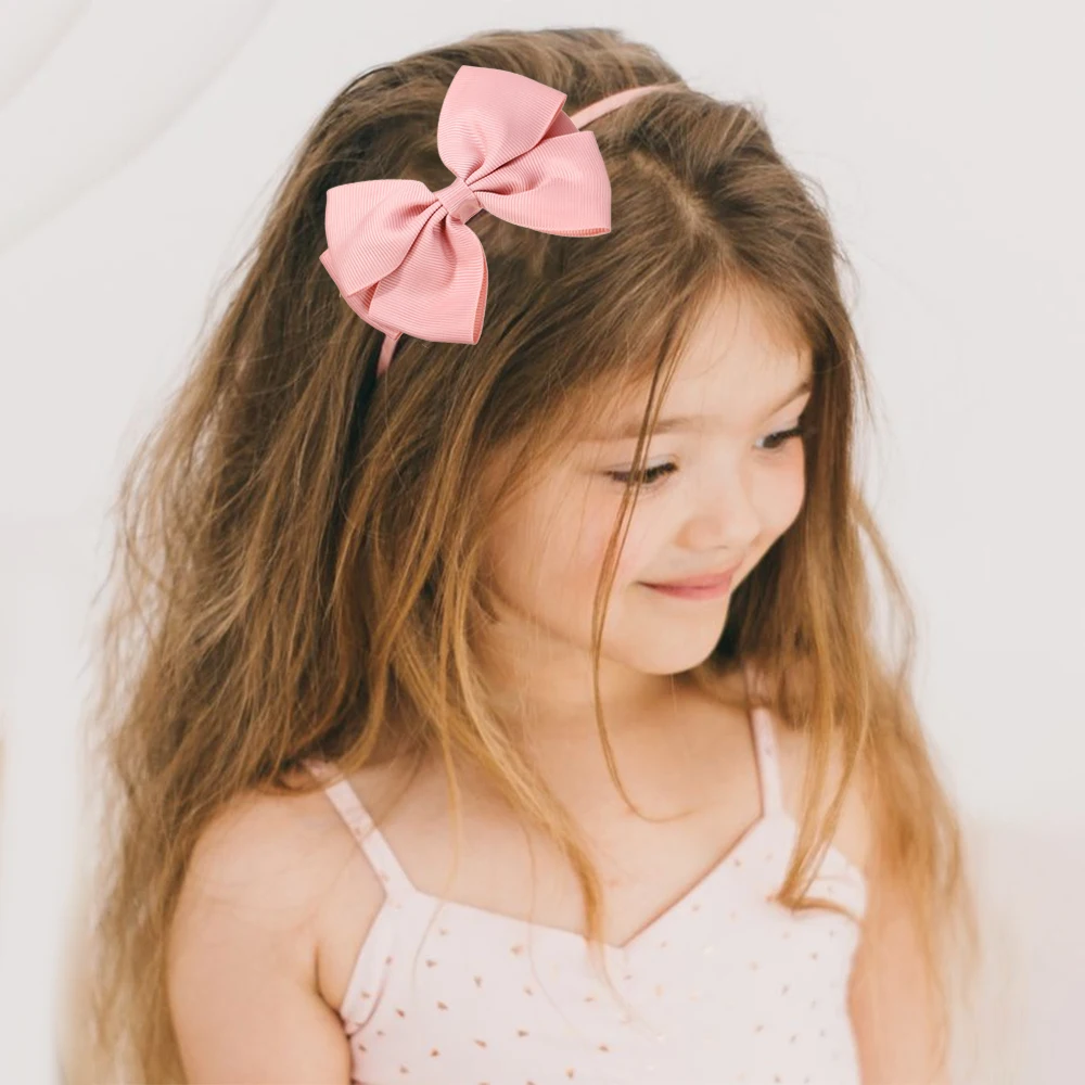 Diadema de flores grandes de 3,7 pulgadas para niña, cinta de grogrén para el pelo hecha a mano, accesorios para el cabello, regalos