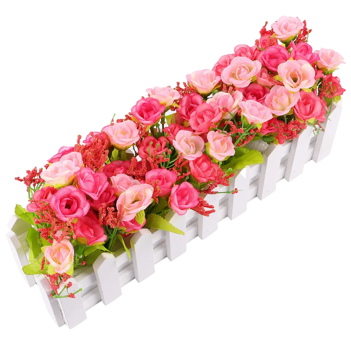 

1pc Artificial Flower Decoration Tulips Rose Fake Wooden Vase Touch Home Office simulated bonsai flower ornament decor