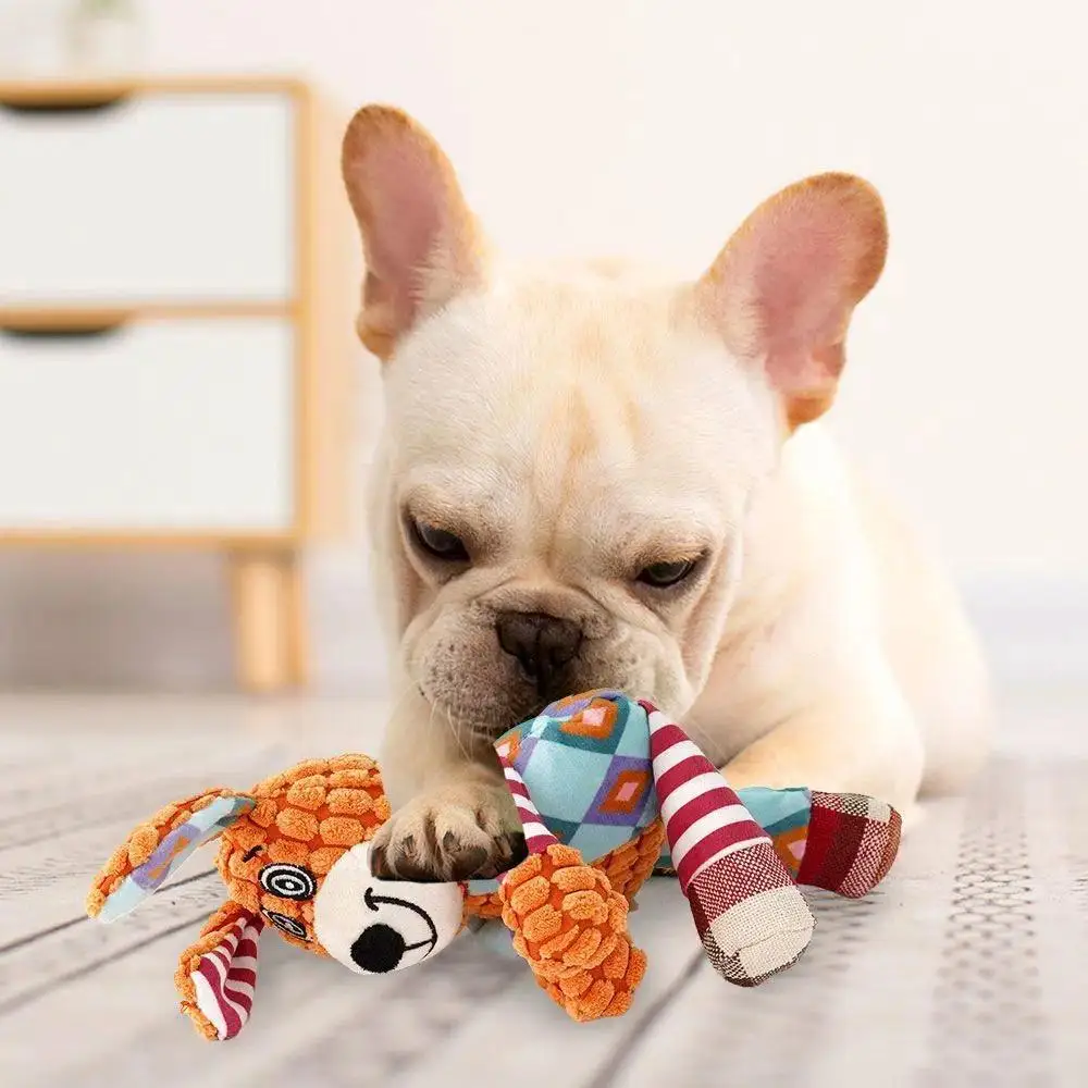 1 Piece Interactive Squeaky Plush Dog Chewing Toy Cute Elephant Bite Resistant Teeth Cleaning Sounding Doll Pet Supplies - view 3