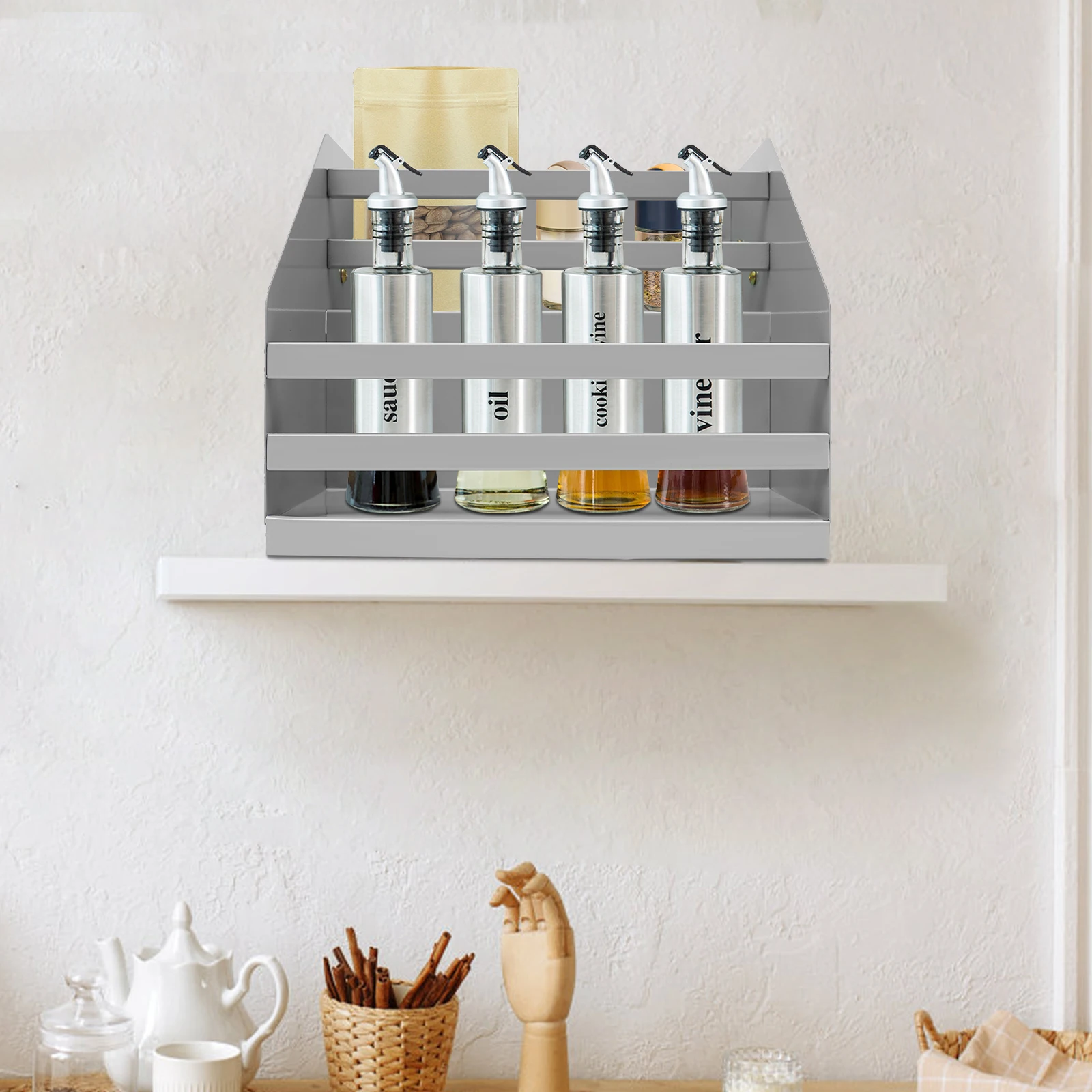 

2-х ярусная железная полка, серый шкаф, органайзер в шкафу для шкафов большего размера 40*29*30 см