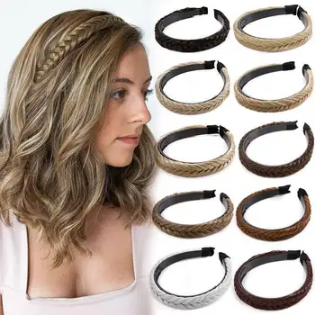 Diademas antideslizantes a la moda para mujer, peluca, diademas torcidas, banda para la cabeza ajustable, tocado con bisel, accesorios para el cabello trenzado para niñas