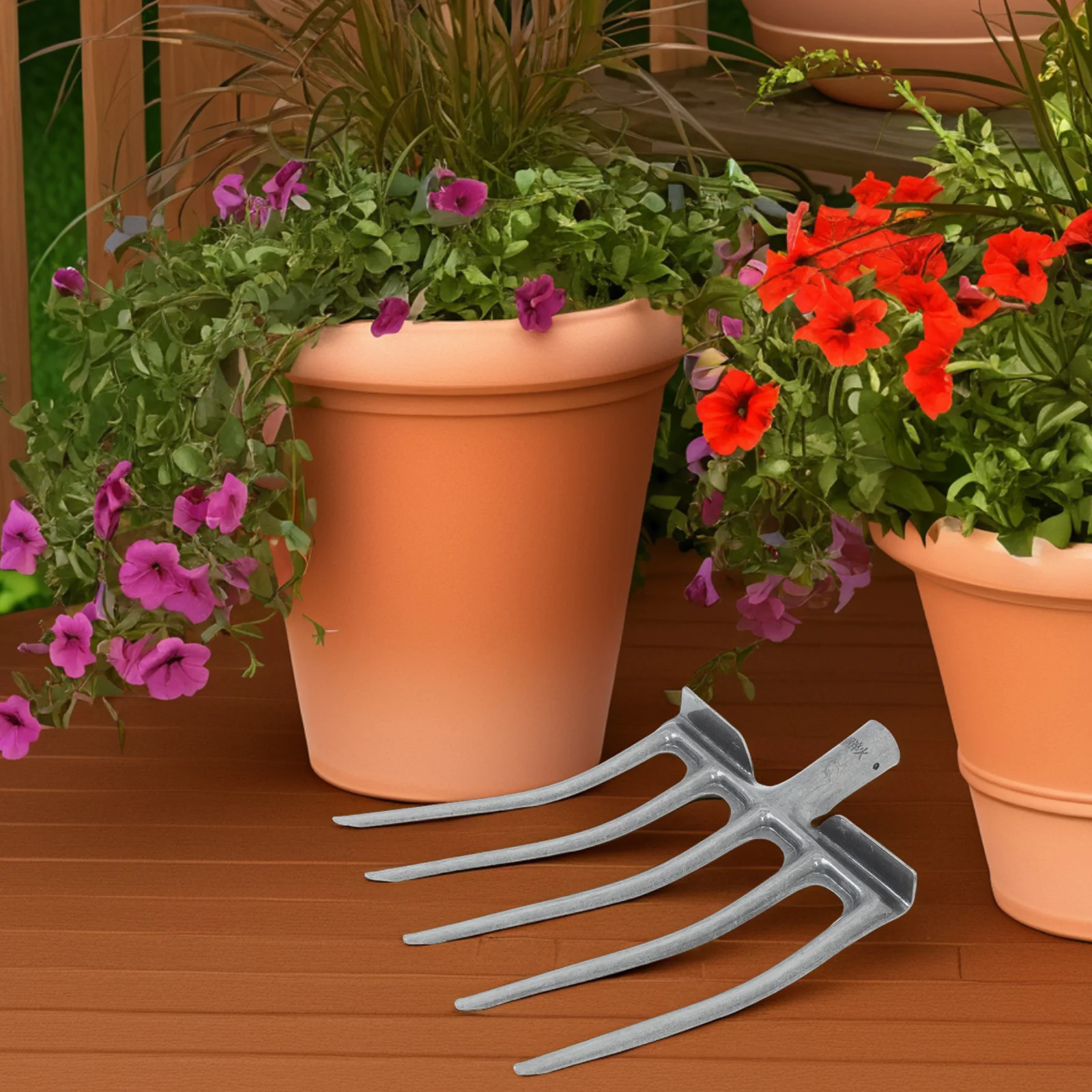 

1pc 4-Tooth Steel Plowing Head Durable Agricultural Tool Soil Aerator Loosening Tilling Cultivation Garden Farm Use Manure Fork