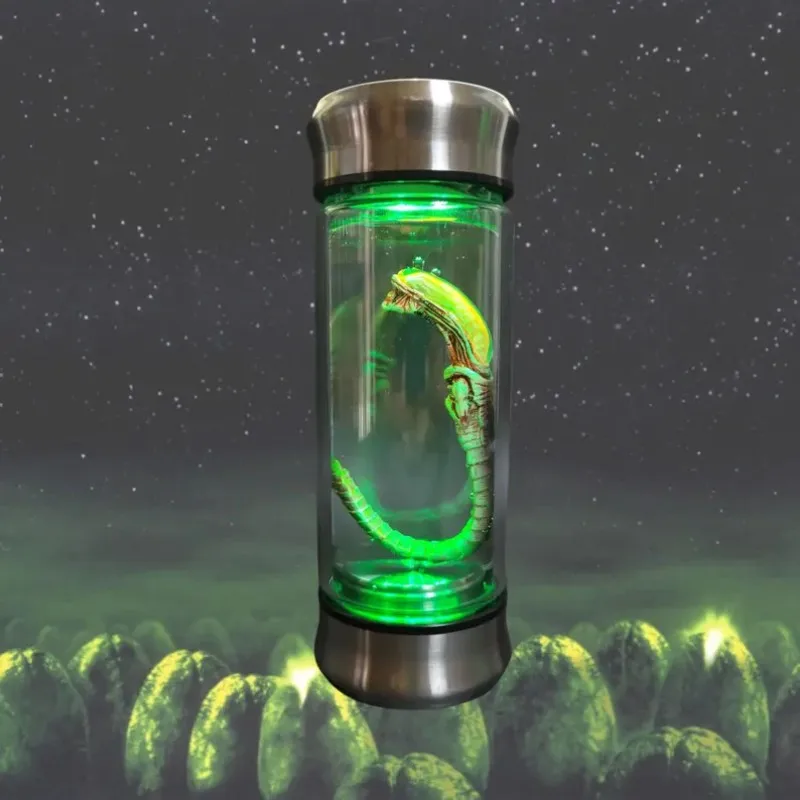 جرة عينة زينومورف المتوهجة - غرفة حيوية لجنين الوجه |   نسخة طبق الأصل من الدعامة الغريبة |   ديكور رعب خيال علمي