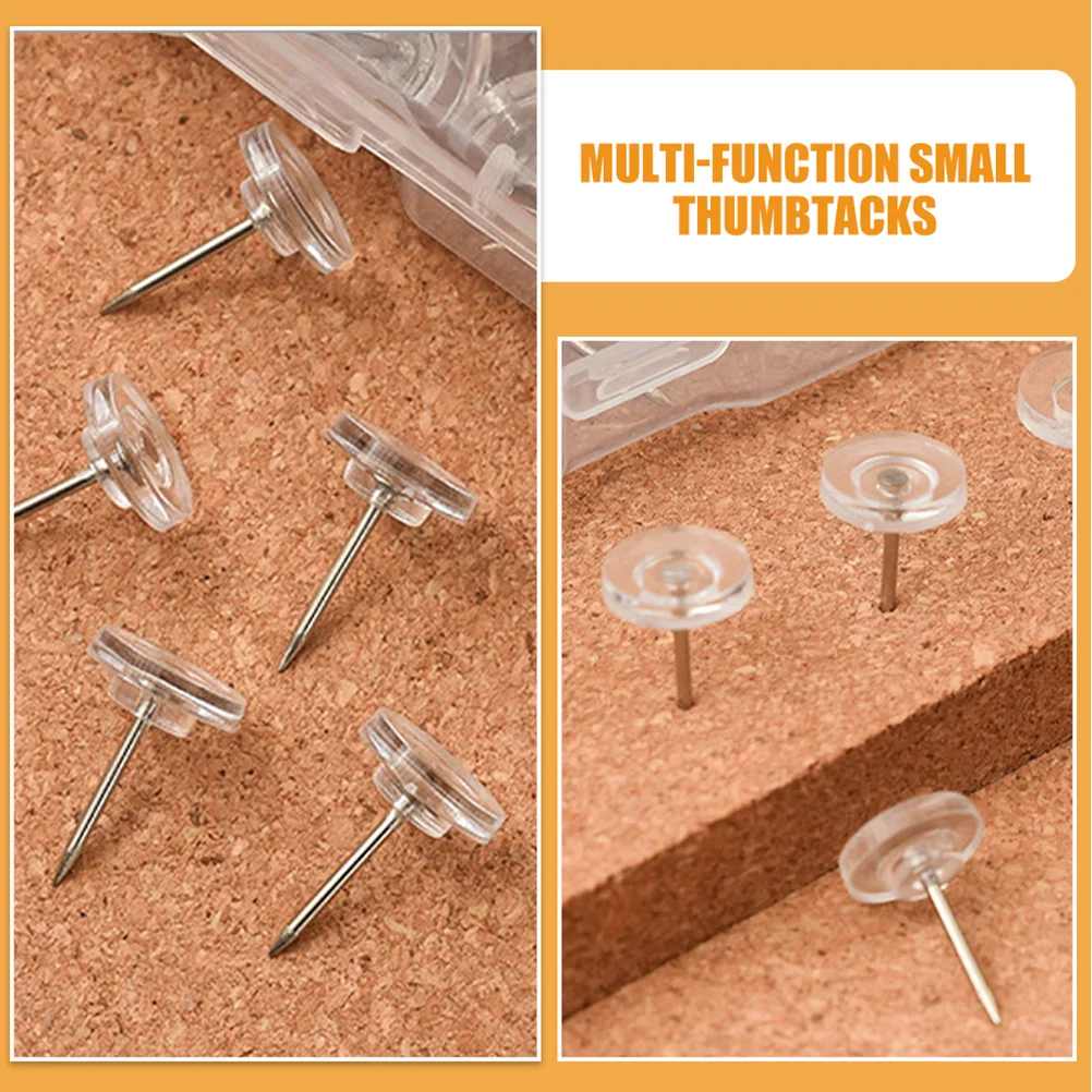 200 Pcs Cork Board Thumbtacks Push Pin Cute Clear for Walls Pushpin Hangings Plastic